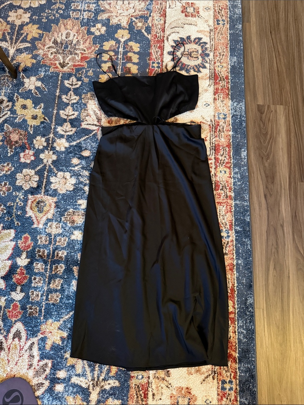 Abercrombie Black Spaghetti Strap Cutout Midi Dress (Tall)
